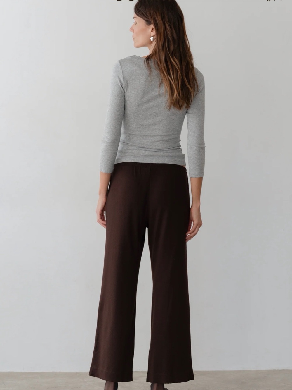 DONNI. The Baby Rib Scallop Pant - Color: Espresso - Size Large.